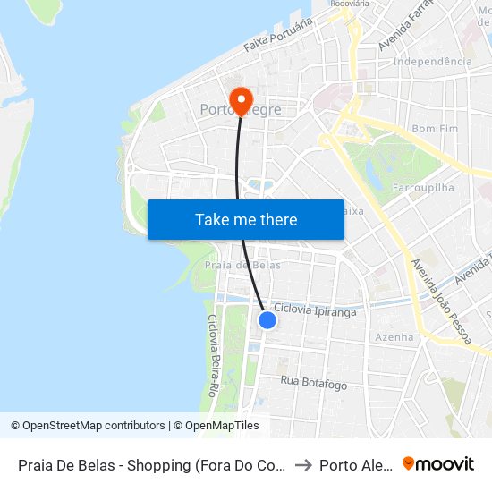 Praia De Belas - Shopping (Fora Do Corredor) to Porto Alegre map