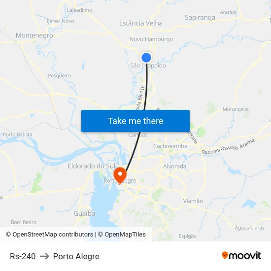 Rs-240 to Porto Alegre map