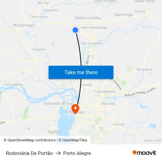 Rodoviária De Portão to Porto Alegre map