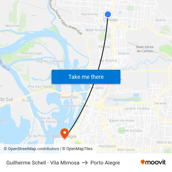 Guilherme Schell - Vila Mimosa to Porto Alegre map