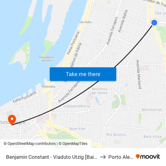 Benjamin Constant - Viaduto Utzig [Bairro - Bc] to Porto Alegre map