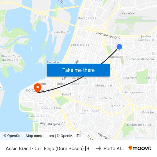 Assis Brasil - Cel. Feijó (Dom Bosco) [Bairro - Bc] to Porto Alegre map