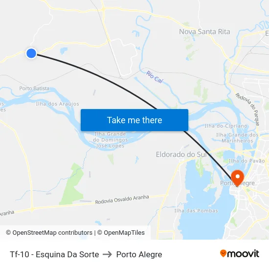 Tf-10 - Esquina Da Sorte to Porto Alegre map