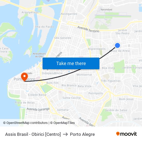Assis Brasil - Obirici [Centro] to Porto Alegre map