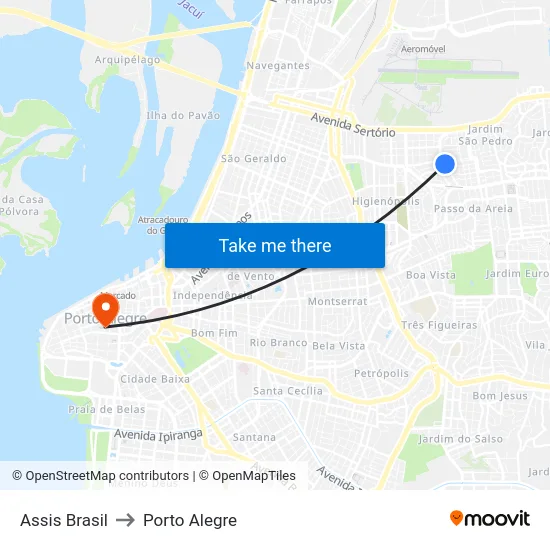 Assis Brasil to Porto Alegre map