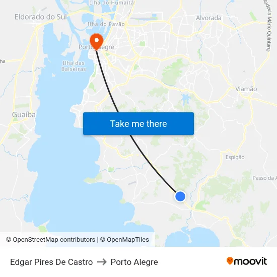 Edgar Pires De Castro to Porto Alegre map