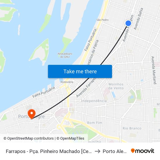 Farrapos - Pça. Pinheiro Machado [Centro] to Porto Alegre map