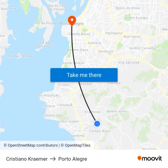Cristiano Kraemer to Porto Alegre map