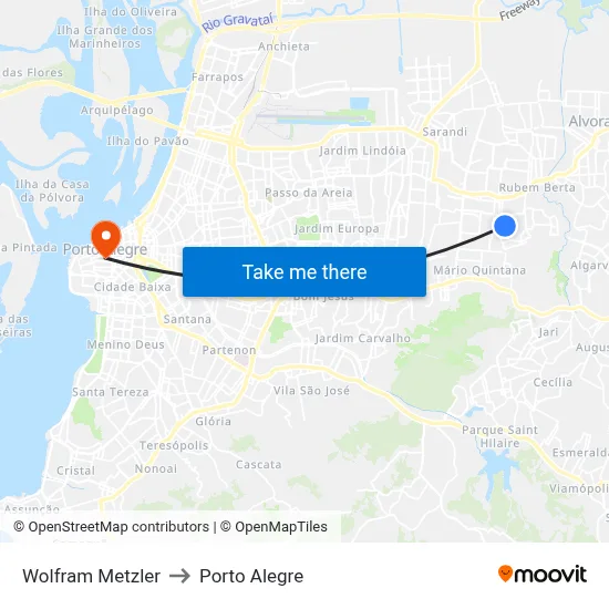 Wolfram Metzler to Porto Alegre map