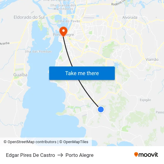 Edgar Pires De Castro to Porto Alegre map