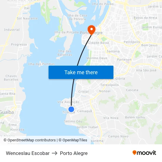 Wenceslau Escobar to Porto Alegre map