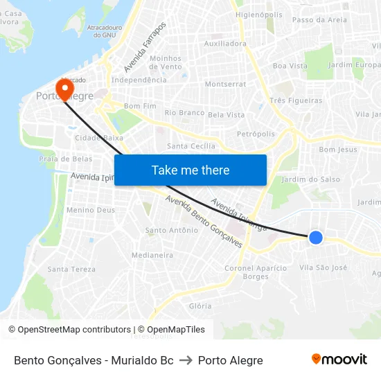 Bento Gonçalves - Murialdo Bc to Porto Alegre map