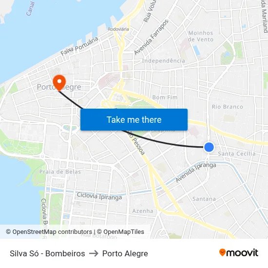 Silva Só - Bombeiros to Porto Alegre map