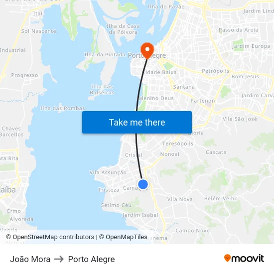 João Mora to Porto Alegre map