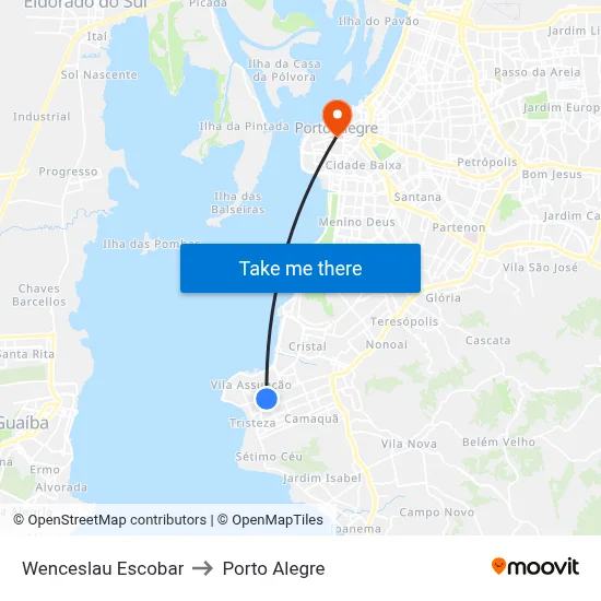 Wenceslau Escobar to Porto Alegre map