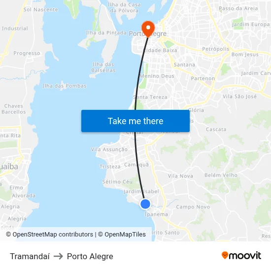 Tramandaí to Porto Alegre map