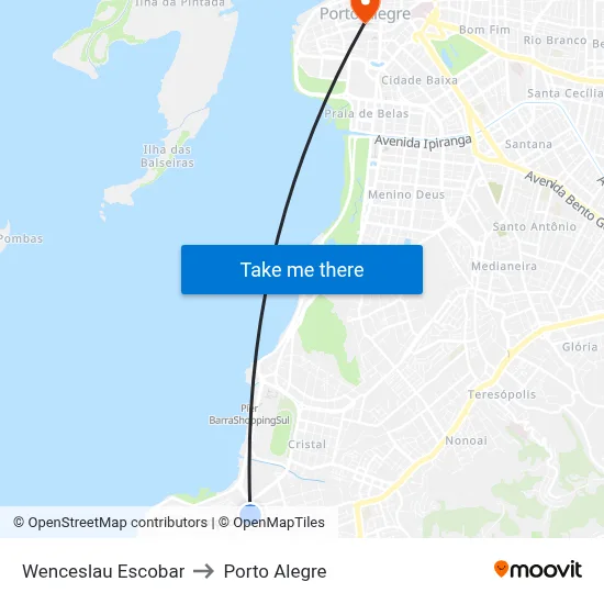 Wenceslau Escobar to Porto Alegre map