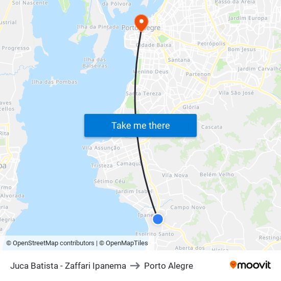 Juca Batista - Zaffari Ipanema to Porto Alegre map