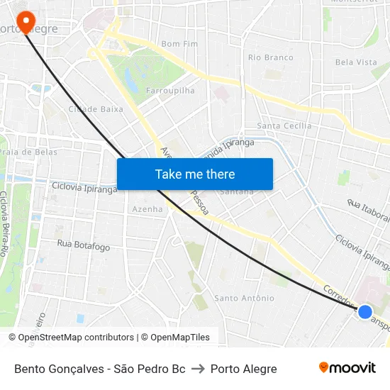 Bento Gonçalves - São Pedro Bc to Porto Alegre map