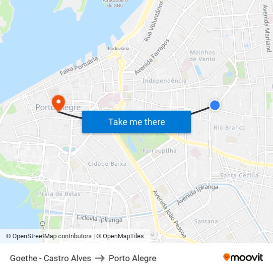 Goethe - Castro Alves to Porto Alegre map