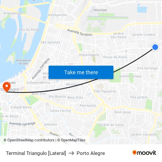 Terminal Triangulo [Lateral] to Porto Alegre map