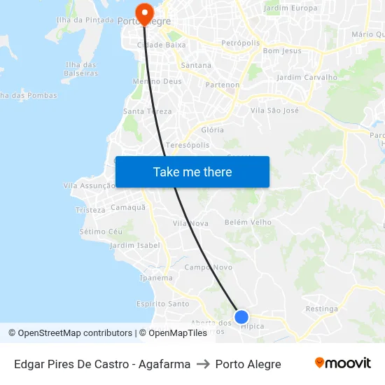 Edgar Pires De Castro - Agafarma to Porto Alegre map