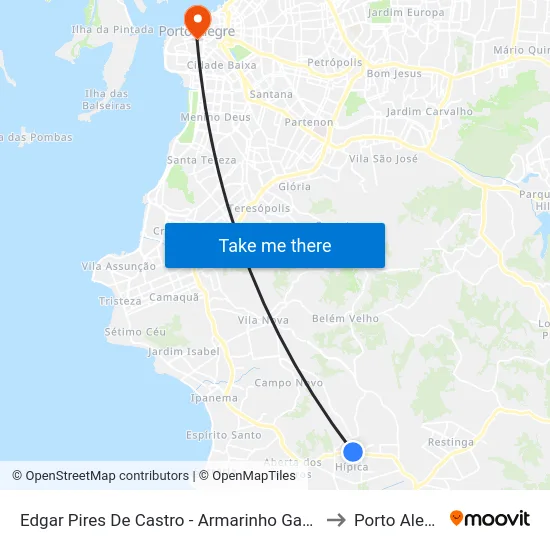 Edgar Pires De Castro - Armarinho Gaúcho to Porto Alegre map