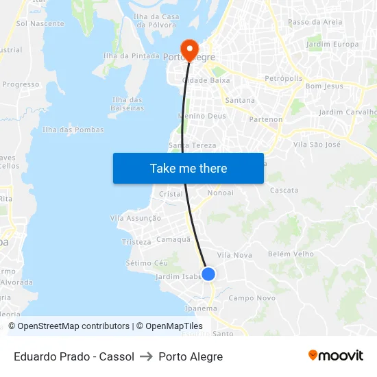 Eduardo Prado - Cassol to Porto Alegre map