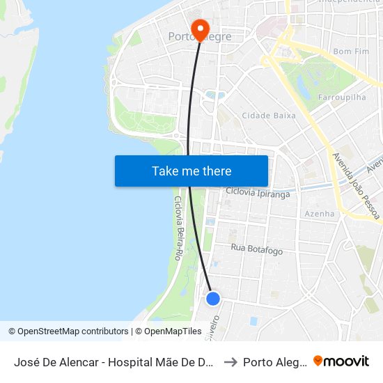 José De Alencar - Hospital Mãe De Deus to Porto Alegre map