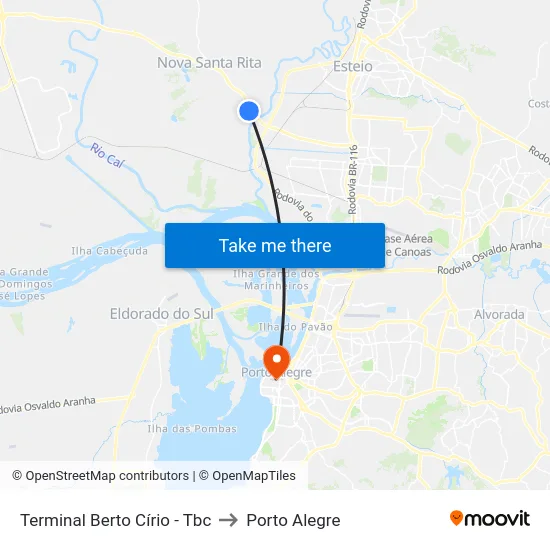 Terminal Berto Círio - Tbc to Porto Alegre map
