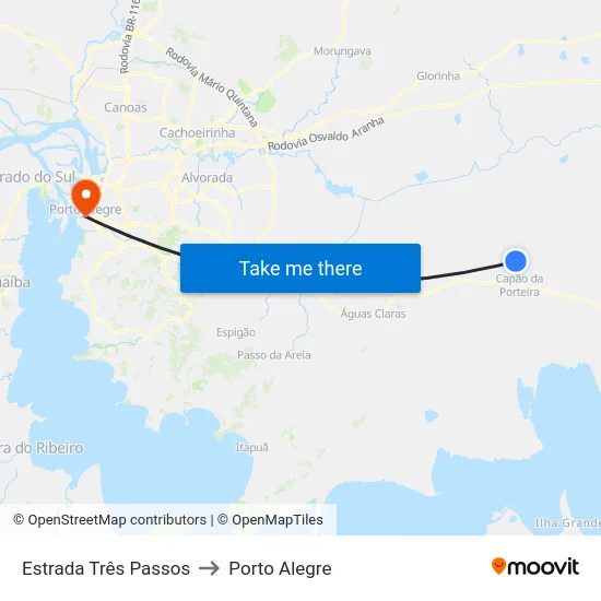 Estrada Três Passos to Porto Alegre map