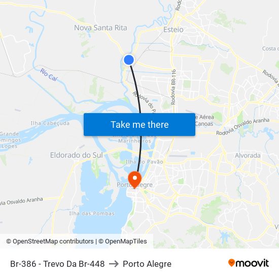 Br-386 - Trevo Da Br-448 to Porto Alegre map