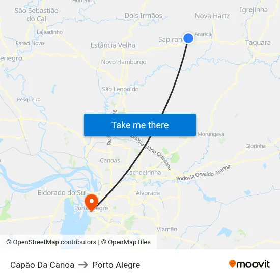 Capão Da Canoa to Porto Alegre map