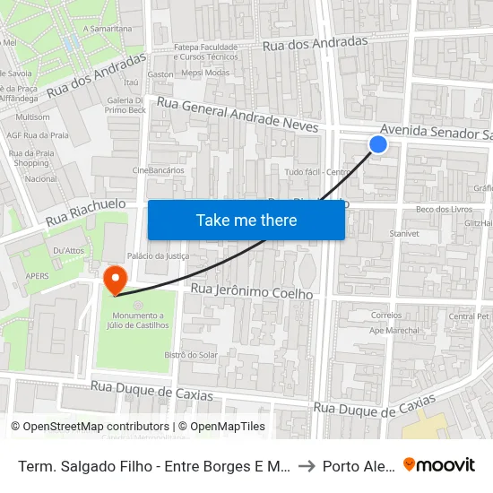 Term. Salgado Filho - Entre Borges E Marechal to Porto Alegre map
