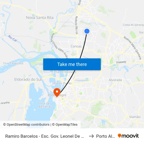 Ramiro Barcelos - Esc. Gov. Leonel De Moura Brizola to Porto Alegre map