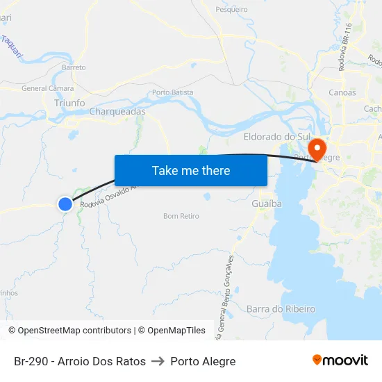 Br-290 - Arroio Dos Ratos to Porto Alegre map