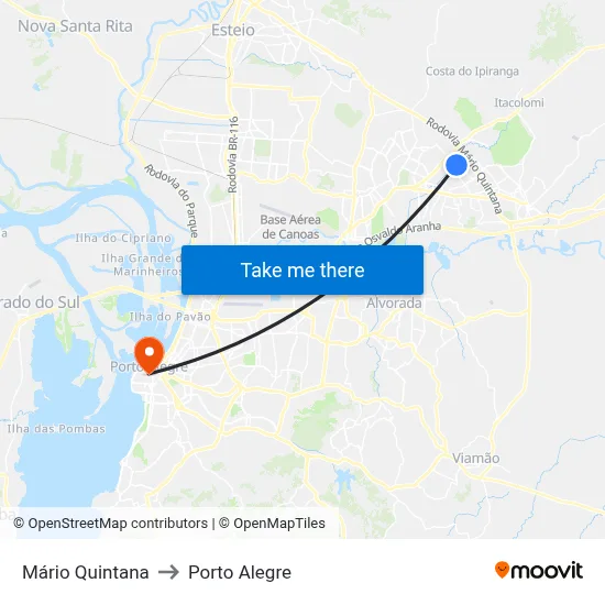 Mário Quintana to Porto Alegre map