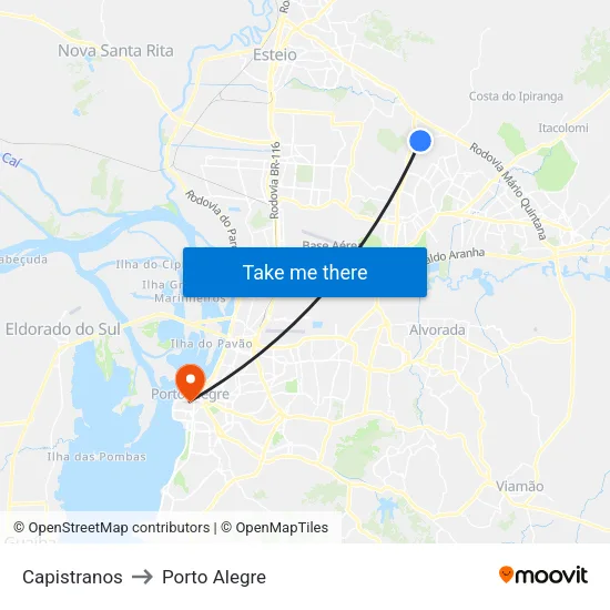 Capistranos to Porto Alegre map
