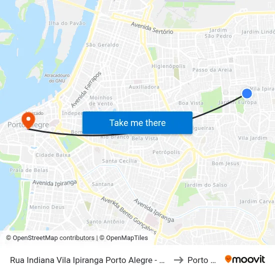 Rua Indiana Vila Ipiranga Porto Alegre - Rs 91360-394 Brasil to Porto Alegre map