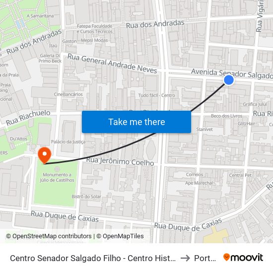 Centro Senador Salgado Filho - Centro Histórico Porto Alegre - Rs 90010-020 Brasil to Porto Alegre map