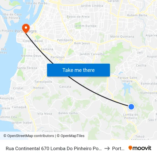 R. Tangará 360 Lomba Do Pinheiro Porto Alegre - Rio Grande Do Sul 91570-350 Brasil to Porto Alegre map
