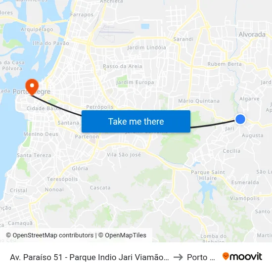 Av. Paraíso 51 - Parque Indio Jari Viamão - Rs 94495-000 Brasil to Porto Alegre map