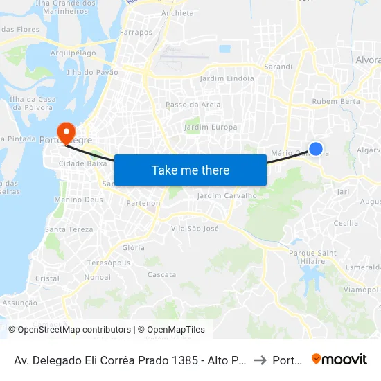 Av. Delegado Eli Corrêa Prado 1385 - Alto Petrópolis Porto Alegre - Rs 91260-300 Brasil to Porto Alegre map