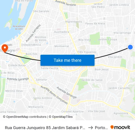 Rua Guerra Junqueiro 85 Jardim Sabará Porto Alegre - Rs 91215-310 Brasil to Porto Alegre map