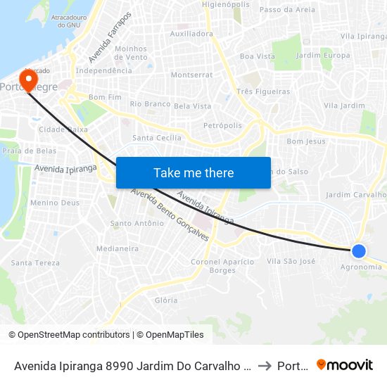 Avenida Ipiranga 8990 Jardim Do Carvalho Porto Alegre - Rio Grande Do Sul 91440 Brasil to Porto Alegre map