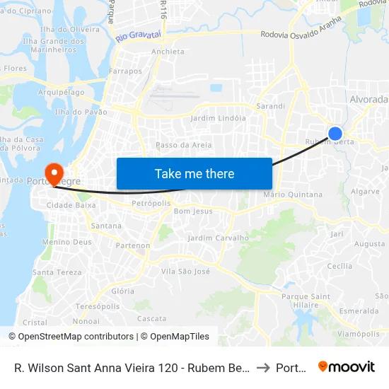 R. Wilson Sant Anna Vieira 120 - Rubem Berta Porto Alegre - Rs 91180-140 Brasil to Porto Alegre map