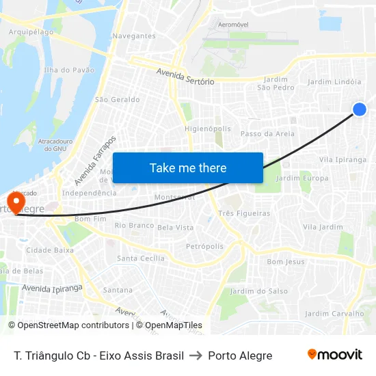 T. Triângulo Cb - Eixo Assis Brasil to Porto Alegre map