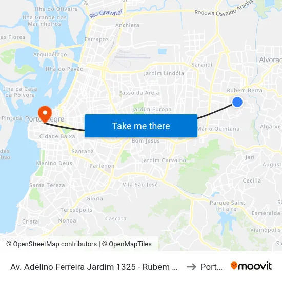 Av. Adelino Ferreira Jardim 1325 - Rubem Berta Porto Alegre - Rs 91250-310 Brasil to Porto Alegre map