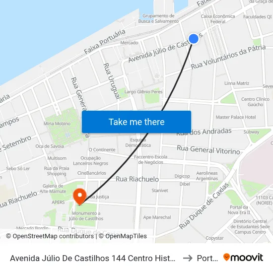 Avenida Júlio De Castilhos 144 Centro Histórico Porto Alegre - Rio Grande Do Sul 90030 Brasil to Porto Alegre map