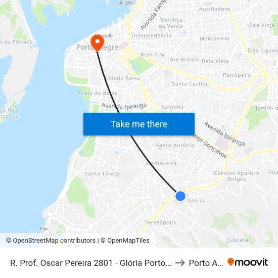R. Prof. Oscar Pereira 2801 - Glória Porto Alegre - Rs Brasil to Porto Alegre map